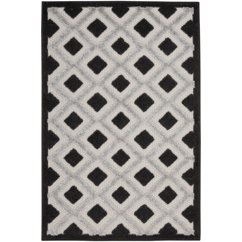 Nourison Home Aloha ALH26 Multicolor Rectangle Area Rug - Stain Resistant Indoor / Outdoor Rug with Black & Gray Geometric Design-