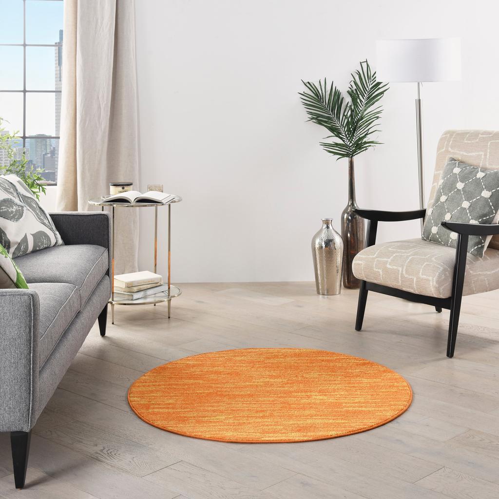Nourison Home Nourison Essentials NRE01 Sunburst Indoor/Outdoor Round Area Rug - Outdoor Power Loomed Machine Made Low Pile