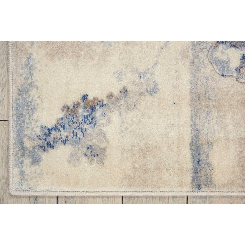 Nourison Home Somerset ST18 Ivory Blue Indoor Runner - Farmhouse Power Loomed Machine Made Medium Pile