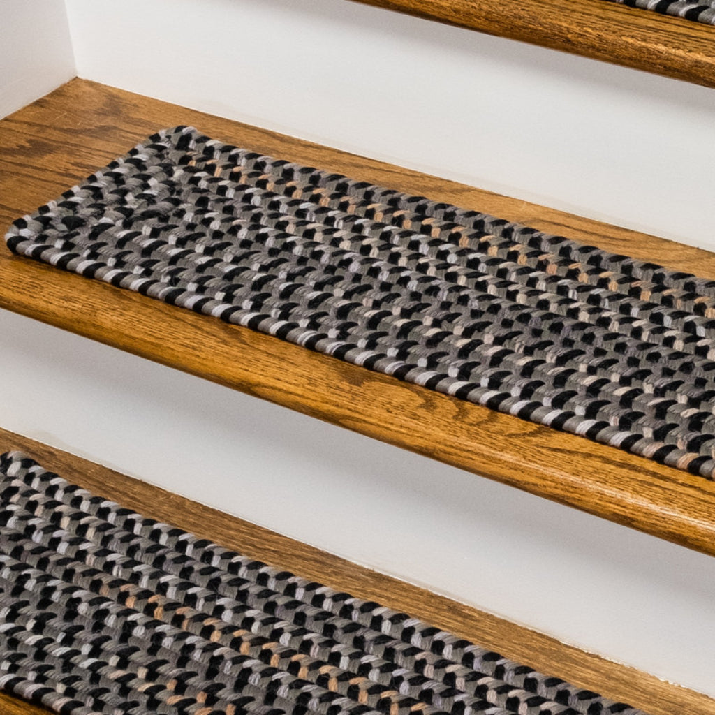 Colonial Mills Pinto Gray Rectangle Indoor Stair Tread - Elegant Reversible Handmade Stair Tread