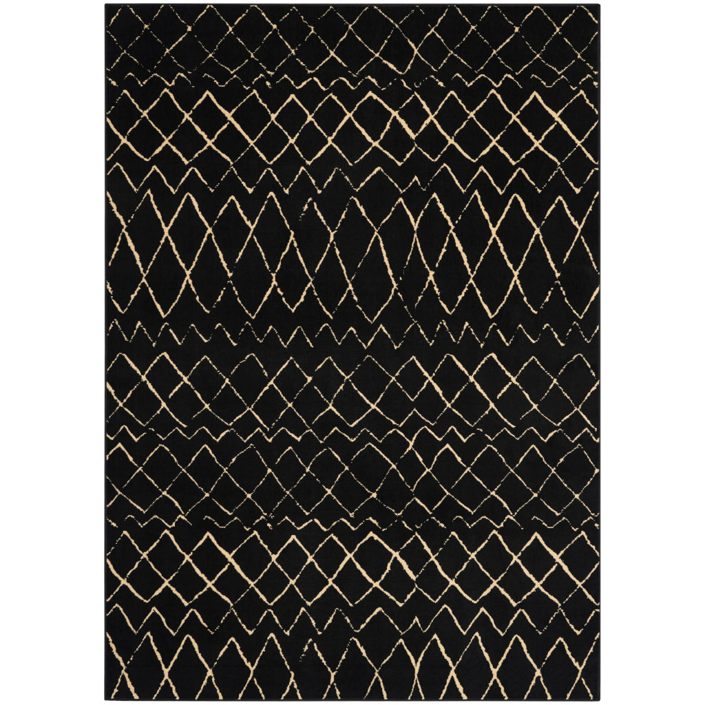 Nourison Home Grafix GRF04 Black Indoor Rectangle Area Rug - Power Loomed Medium Pile Bohemian Rug-