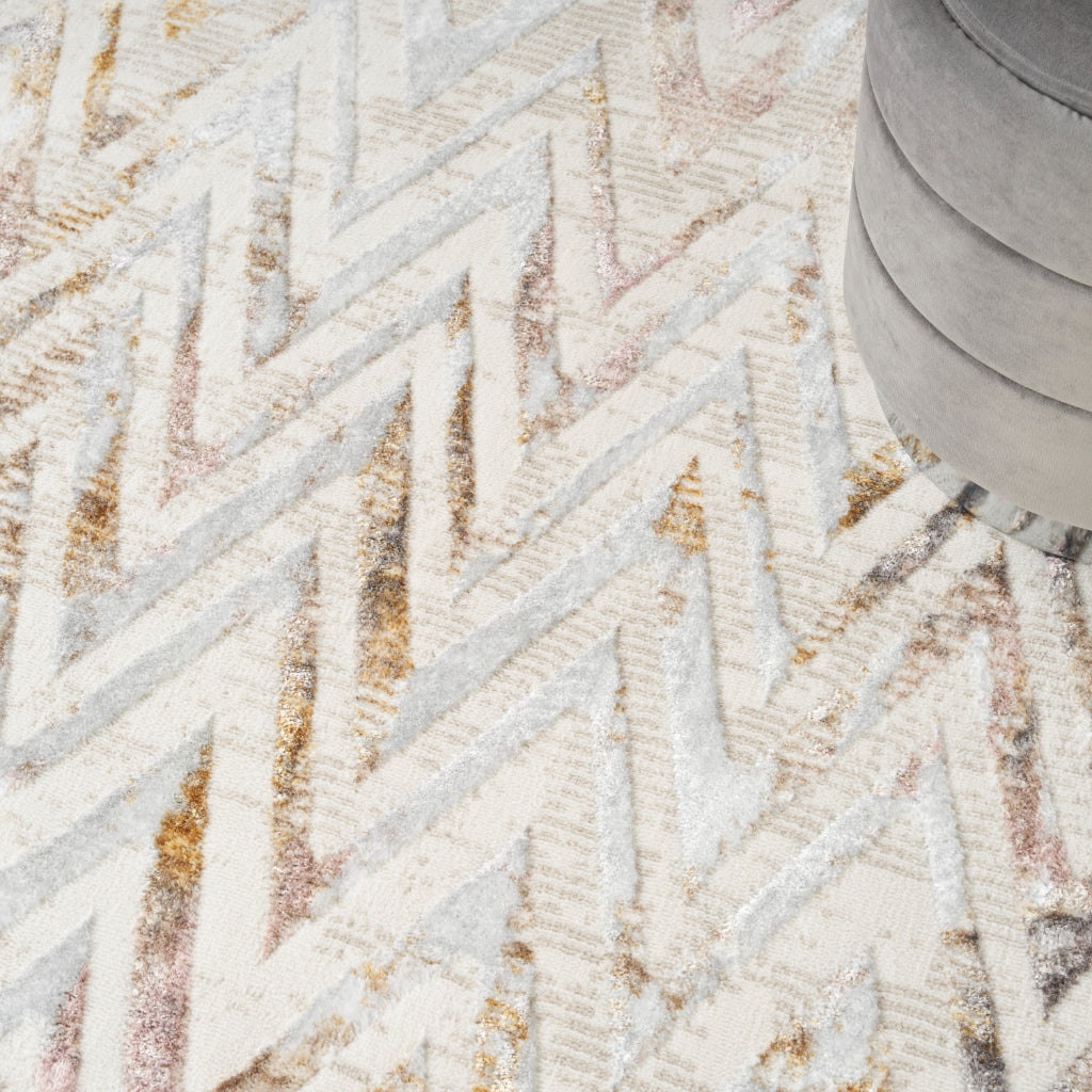 Nourison Home Glam GLM05 Multicolor Indoor Rectangle Area Rug - Low Pile Rug with Geometric Design