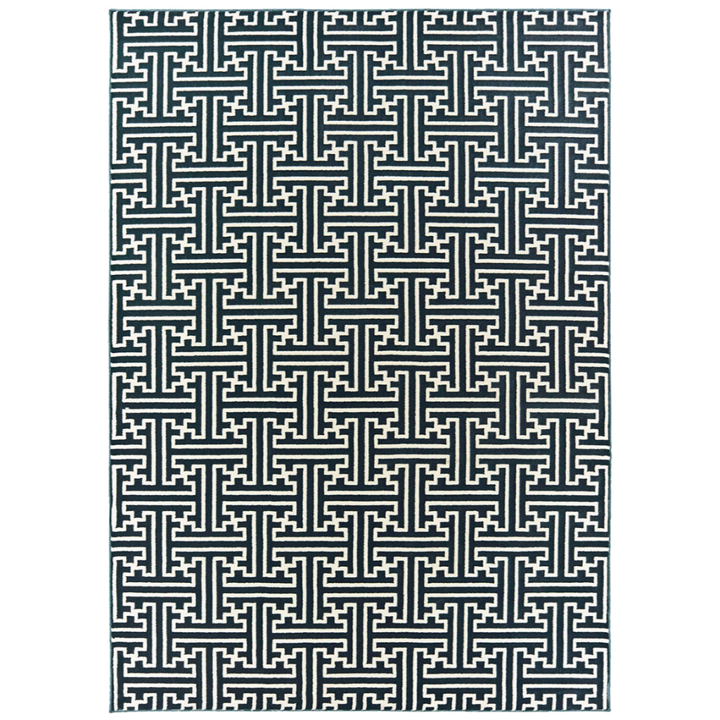 Oriental Weavers Bowen 1333B Navy Rectangle Indoor Area Rug - Stain Resistant Machine Woven Rug