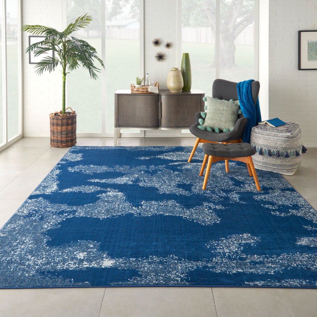 Nourison Home Imprints IMT03 Dark Blue Rectangle Indoor Area Rug - Modern Style Medium Pile Abstract Rug