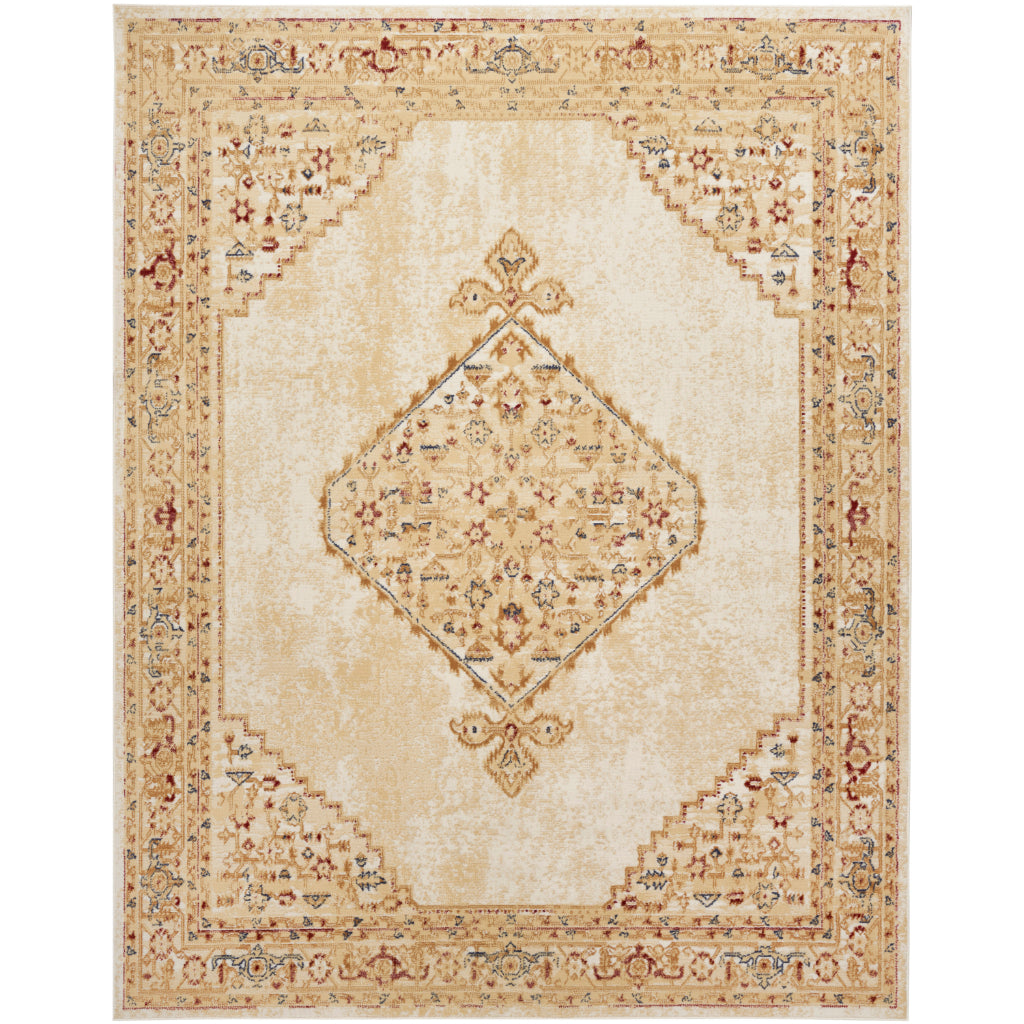 Nourison Home Grafix GRF43 Multicolor Indoor Rectangle Area Rug - Vintage Persian Rug with Cream Medallion Pattern