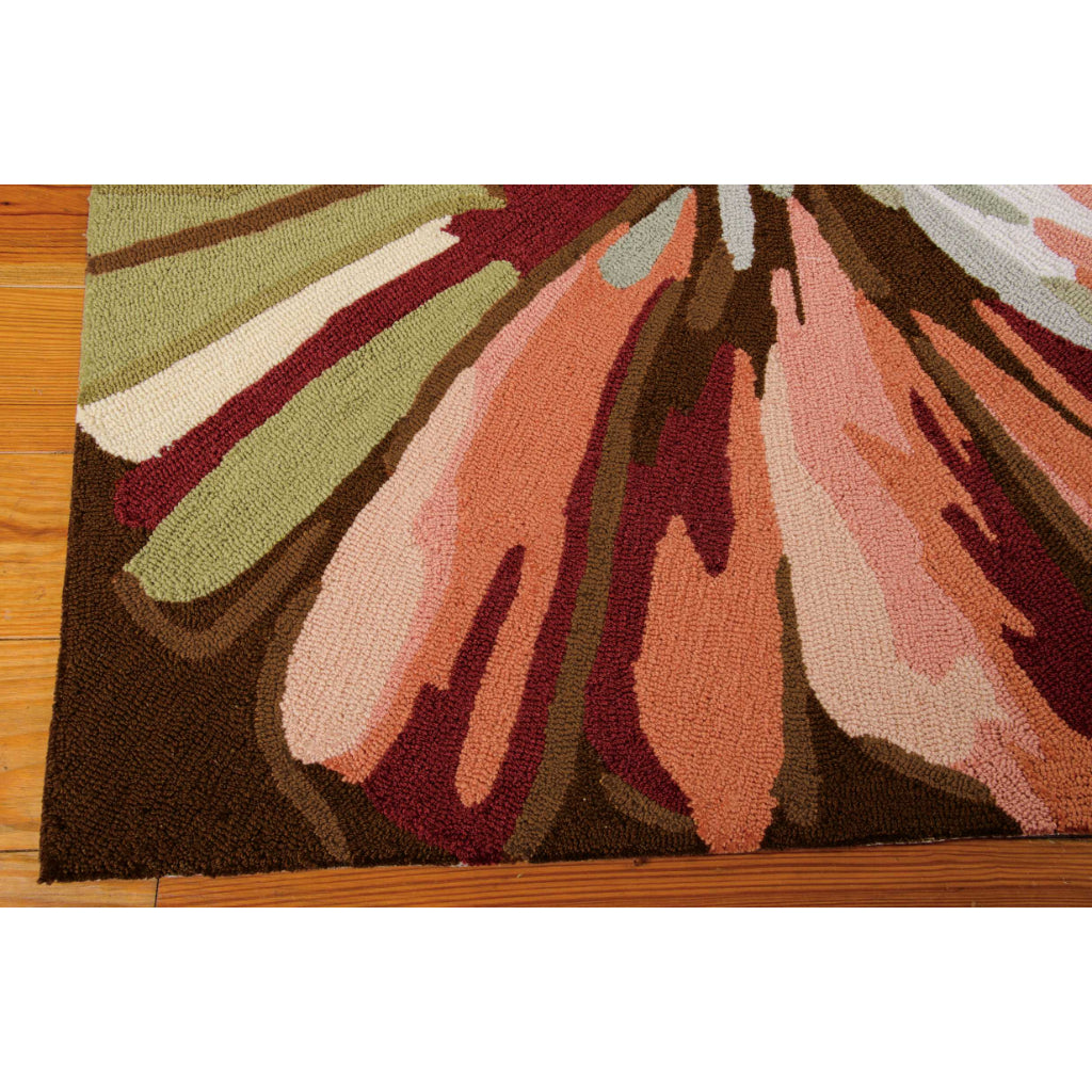 Nourison Home Fantasy FA16 Multicolor Indoor Rectangle Area Rug - Hand Hooked Low Pile Floral Rug with Dark Brown Background-