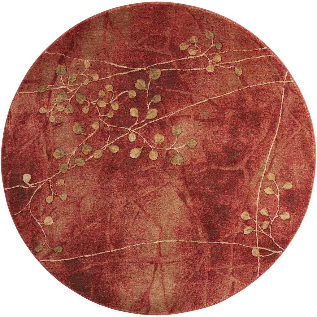 Nourison Home Somerset ST74 Flame Indoor Round Area Rug - Rustic Power Loomed Machine Made Medium Pile