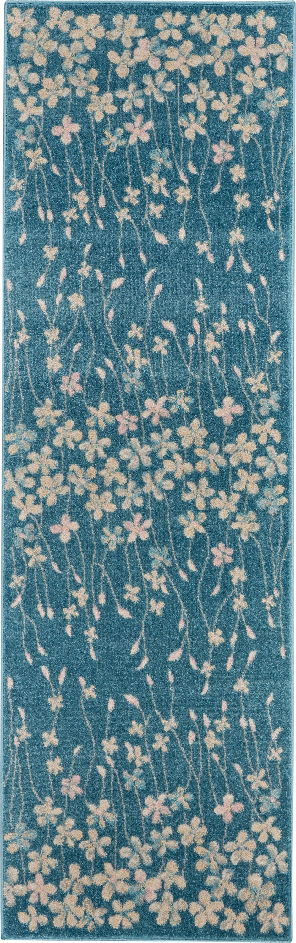 Nourison Home Tranquil TRA04 Turquoise Blue Turquoise Indoor Runner - Contemporary Power Loomed Machine Made Medium Pile