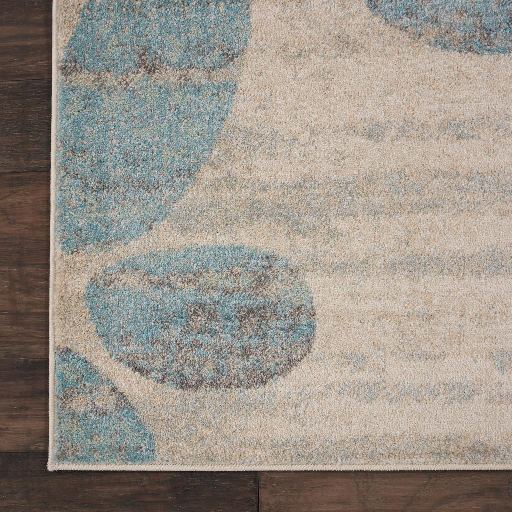 Nourison Home Tranquil TRA01 White and Blue Ivory/Light Blue Indoor Rectangle Area Rug - Farmhouse Power Loomed Machine Made Medium Pile
