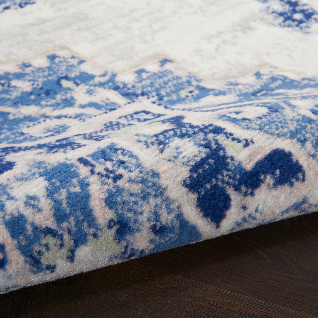 Nourison Home Whimsicle WHS03 Ivory Blue Indoor Rectangle Area Rug - Farmhouse Power Loomed Machine Made Low Pile