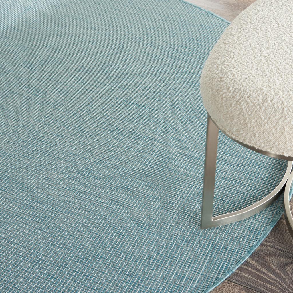 Nourison Home Positano POS01 Aqua Indoor/Outdoor Round Area Rug - Modern Power Loomed Machine Made Low Pile