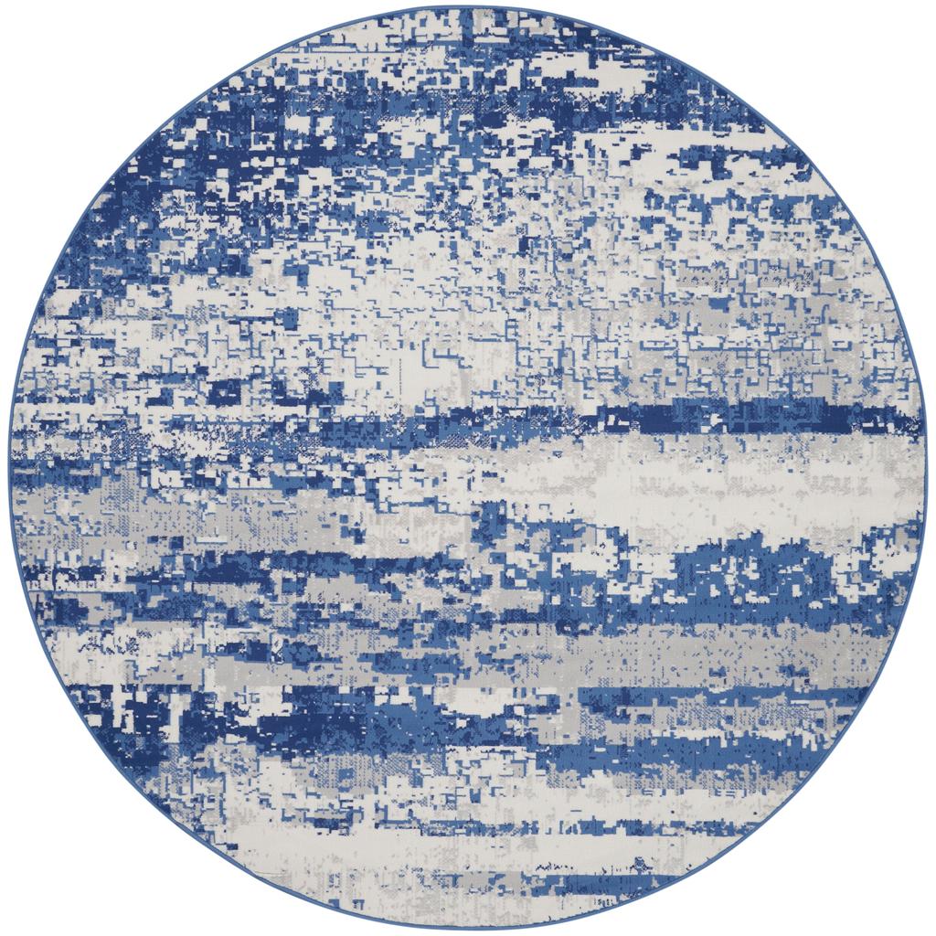 Nourison Home Whimsicle WHS06 Ivory Navy Indoor Round Area Rug - Modern Power Loomed Machine Made Low Pile