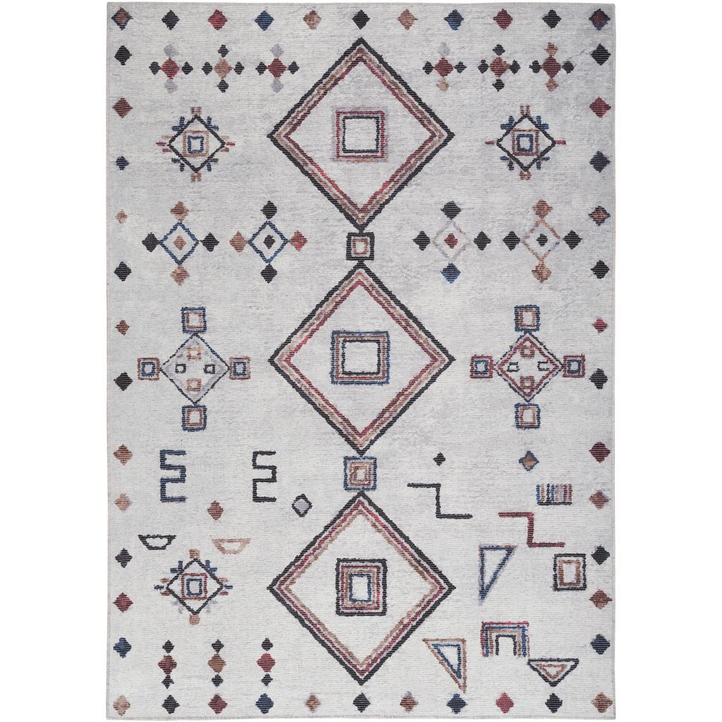 Nourison Home New Concept Washables SR108 Ivory Multicolor Indoor Rectangle Area Rug - Bohemian Machine Woven Machine Made Low Pile