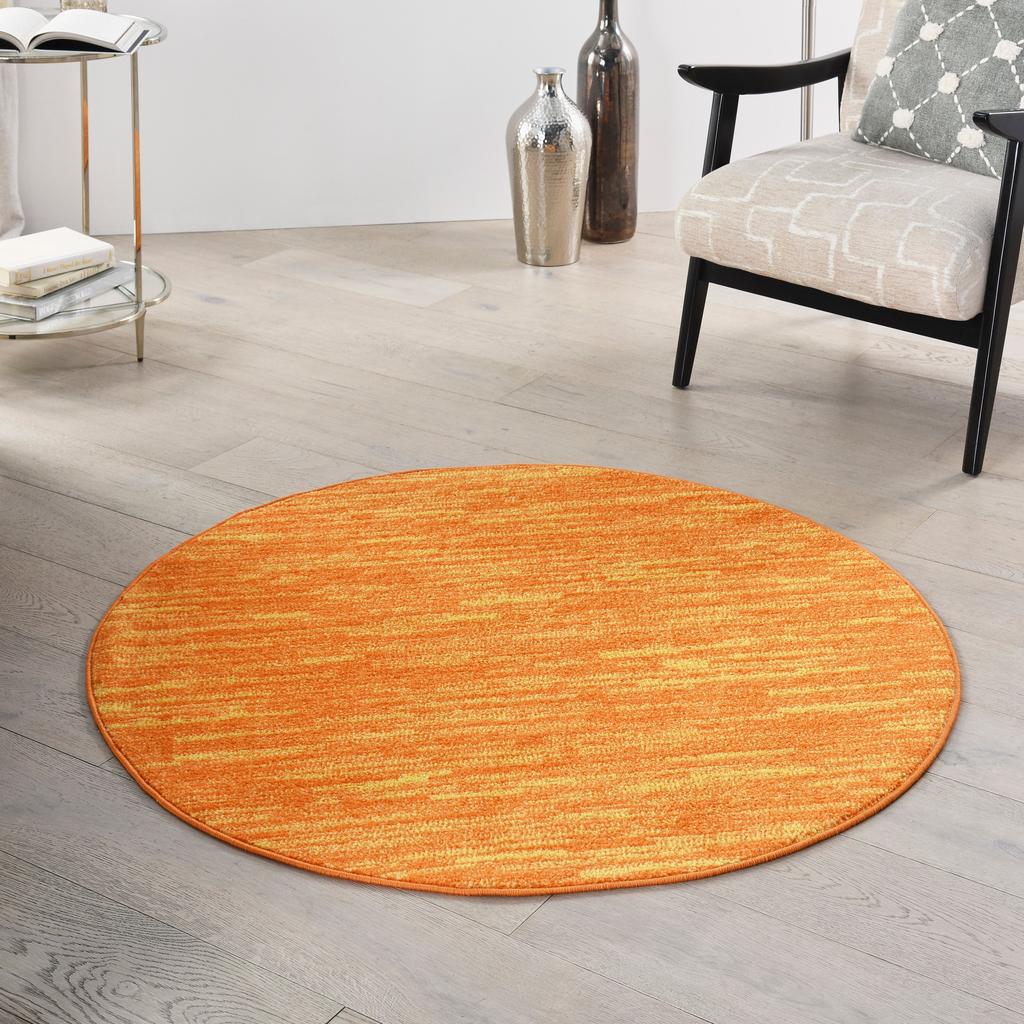 Nourison Home Nourison Essentials NRE01 Sunburst Indoor/Outdoor Round Area Rug - Outdoor Power Loomed Machine Made Low Pile
