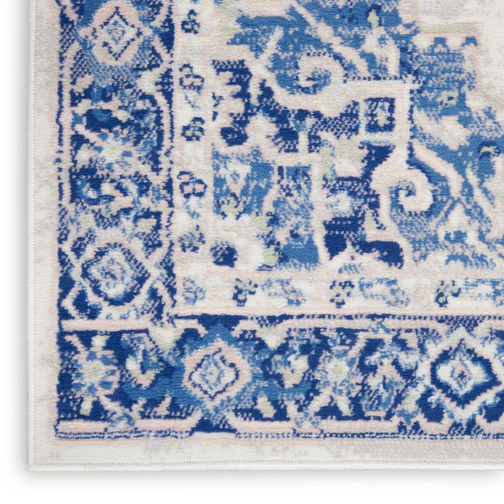 Nourison Home Whimsicle WHS03 Ivory Blue Indoor Rectangle Area Rug - Farmhouse Power Loomed Machine Made Low Pile