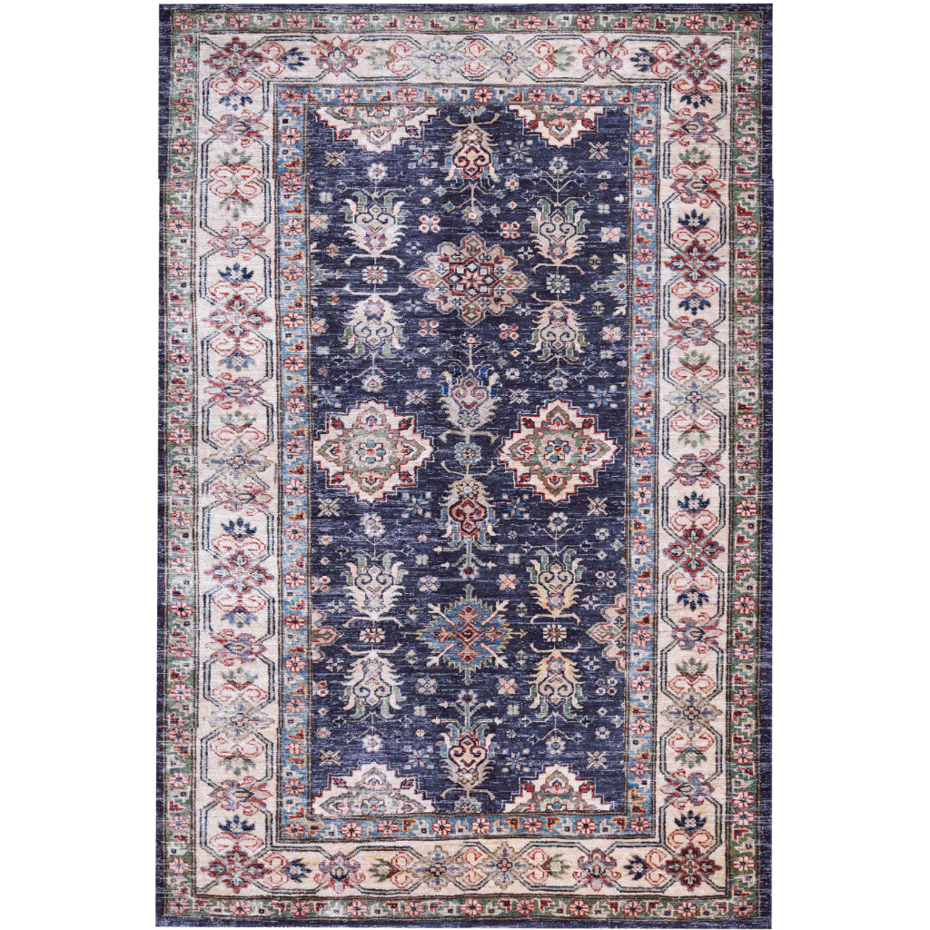 Nourison Home Fulton FUL01 Multicolor Indoor Rectangle Area Rug - Vintage Style Flatweave Low Pile Rug with Shades of Blue-