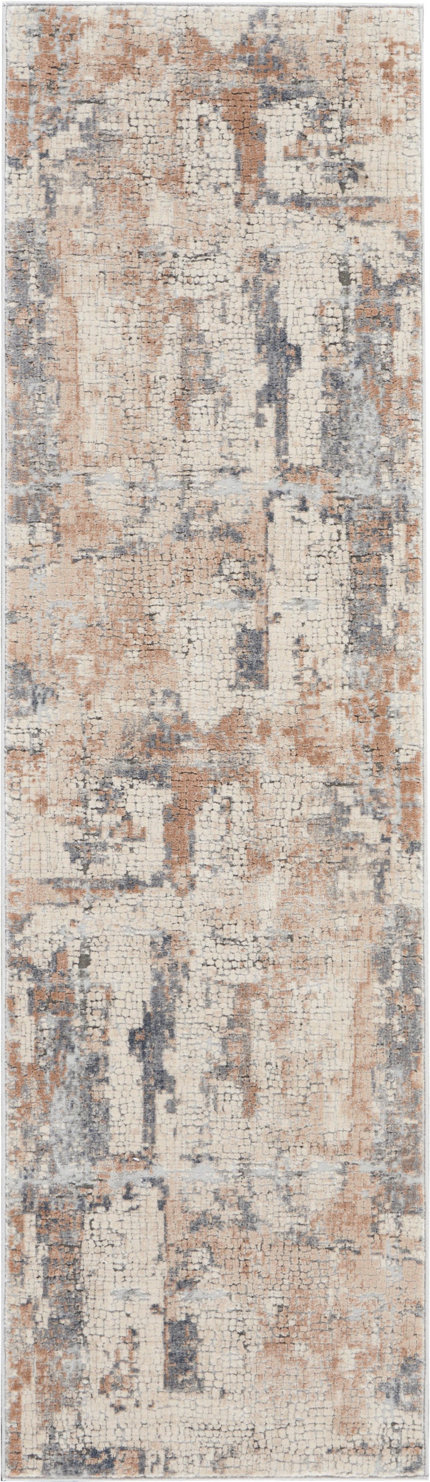 Nourison Home Rustic Textures RUS06 Beige Grey Indoor Runner - Modern Power Loomed Machine Made Medium Pile