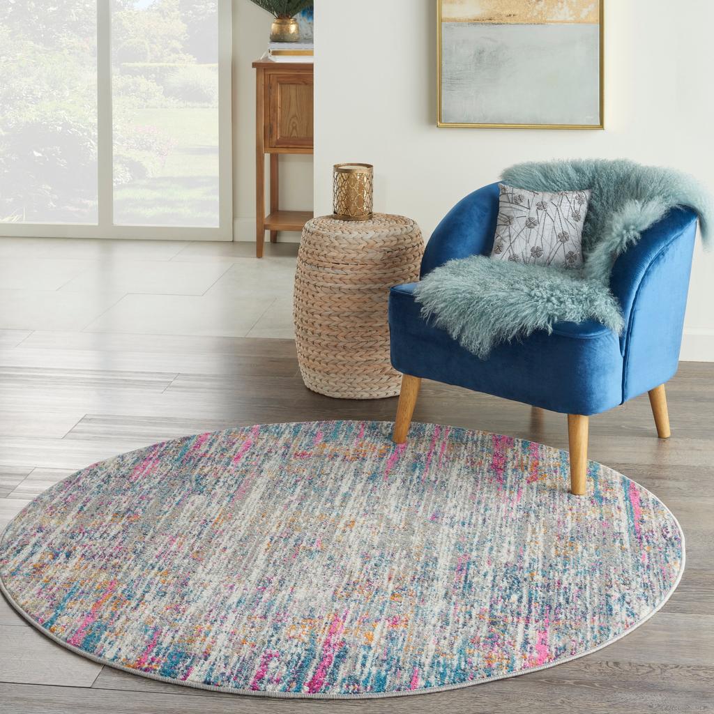 Nourison Home Passion PSN09 Ivory Multicolor Indoor Round Area Rug - Modern Power Loomed Machine Made Medium Pile