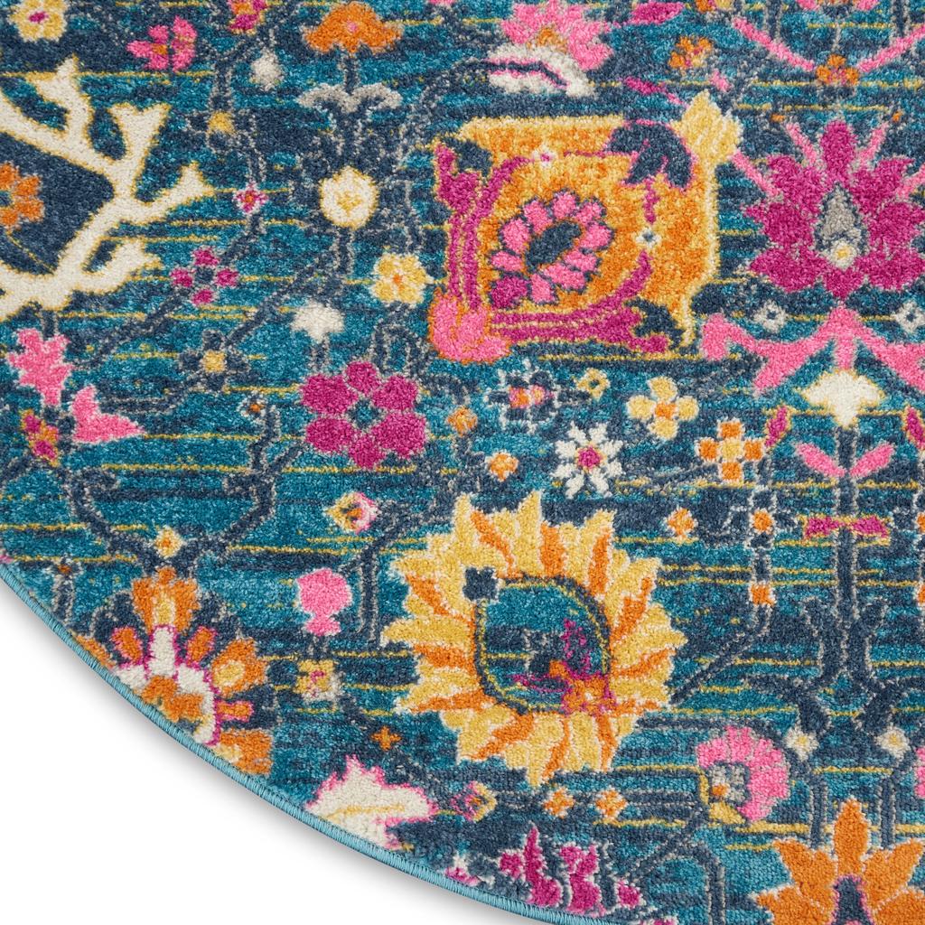 Nourison Home Passion PSN01 Denim Indoor Round Area Rug - Bohemian Power Loomed Machine Made Medium Pile