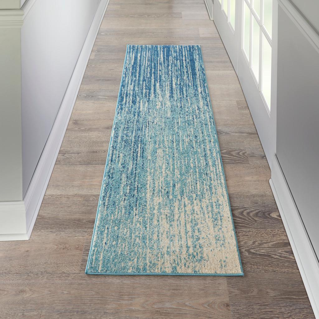 Nourison Home Passion PSN09 Navy Light Blue Indoor Runner - Modern Power Loomed Machine Made Medium Pile