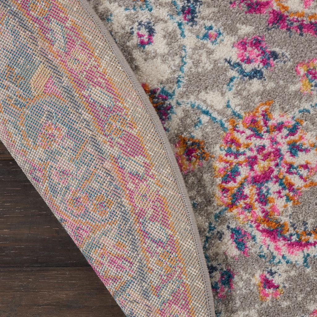 Nourison Home Passion PSN22 Grey Multicolor Indoor Round Area Rug - Transitional Power Loomed Machine Made Medium Pile