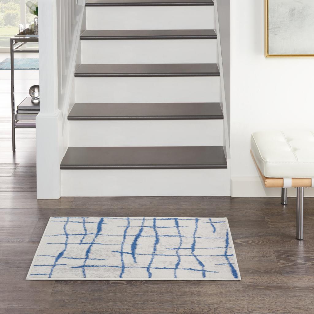 Nourison Home Whimsicle WHS09 Ivory Blue Indoor Rectangle Area Rug - Modern Power Loomed Machine Made Low Pile