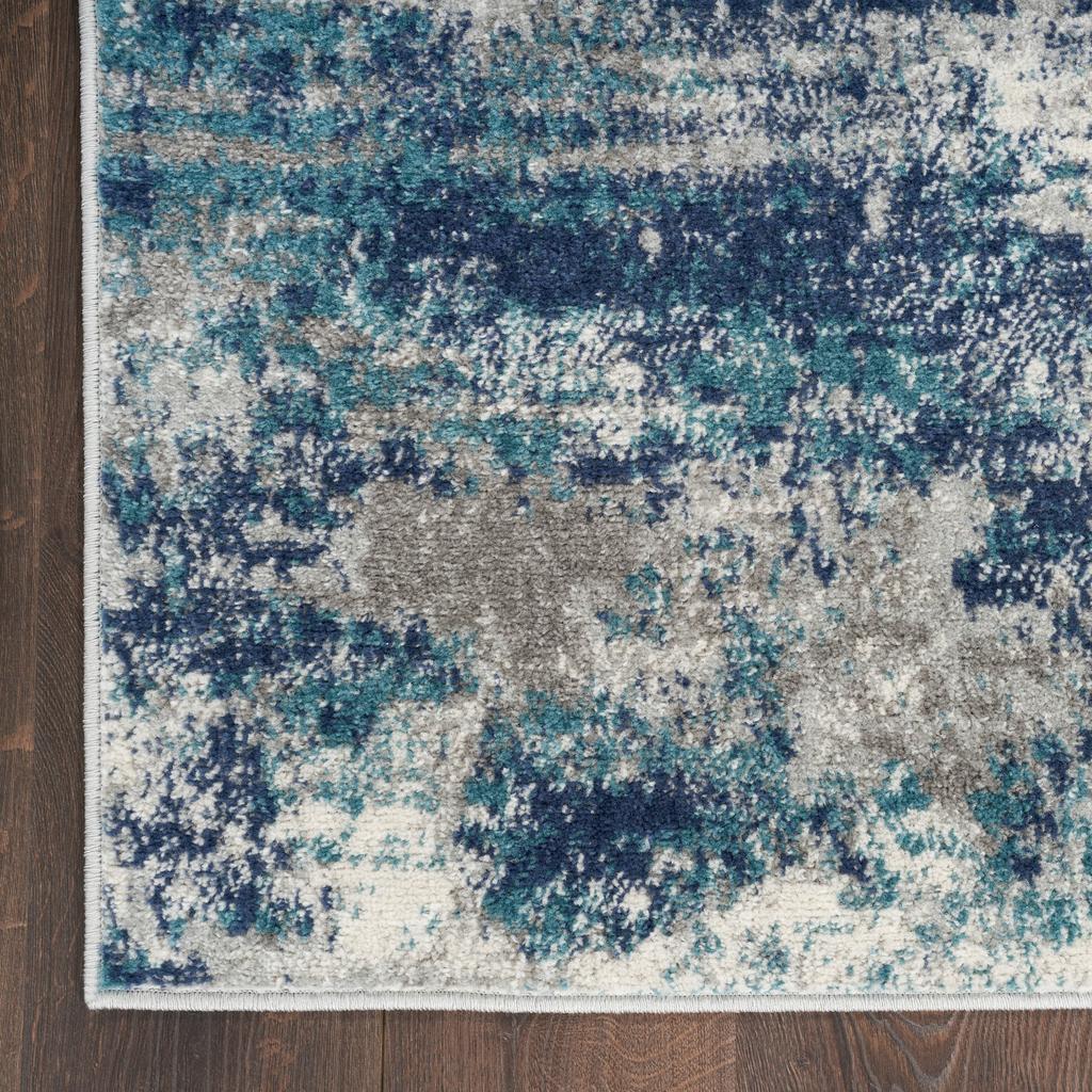 Nourison Home Passion PSN36 Ivory Teal Indoor Runner - Modern Power Loomed Machine Made Medium Pile