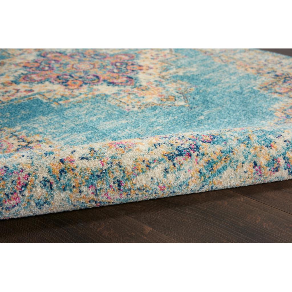 Nourison Home Passion PSN03 Light Blue Indoor Round Area Rug - Bohemian Power Loomed Machine Made Medium Pile