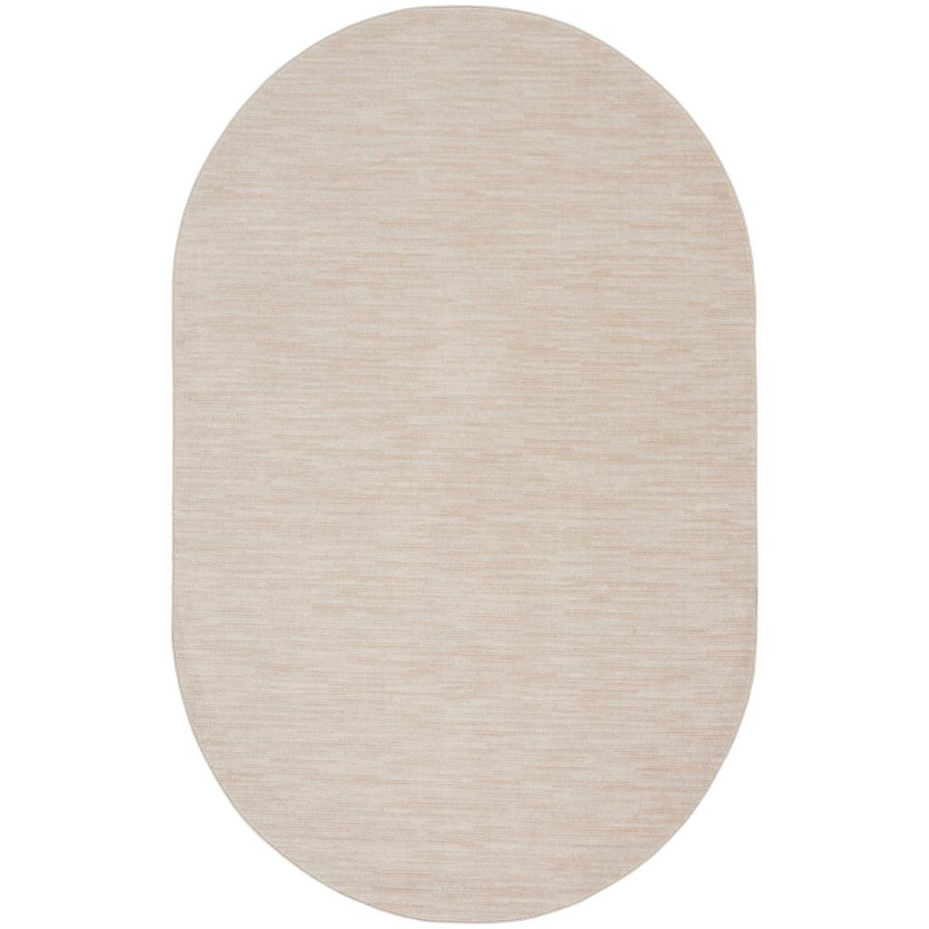 Nourison Home Nourison Essentials NRE01 Ivory Beige Indoor/Outdoor Oval Area Rug - Outdoor Power Loomed Machine Made Low Pile