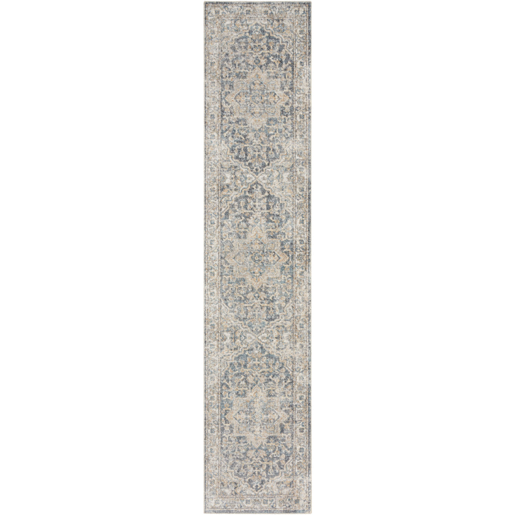 Nourison Home Astra ASW12 Rectangle Multicolor Machine Washable Rug - Power Loomed Persian Rug with Faded Gray-Blue Floral Design-