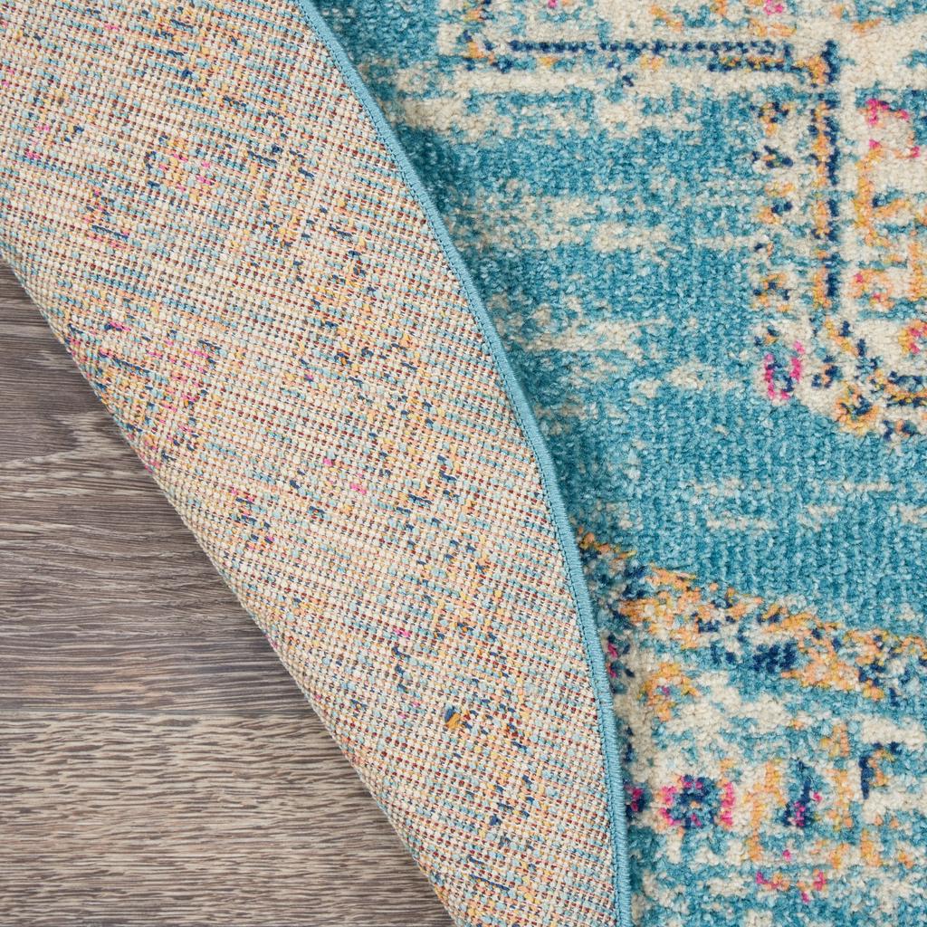 Nourison Home Passion PSN03 Light Blue Indoor Round Area Rug - Bohemian Power Loomed Machine Made Medium Pile