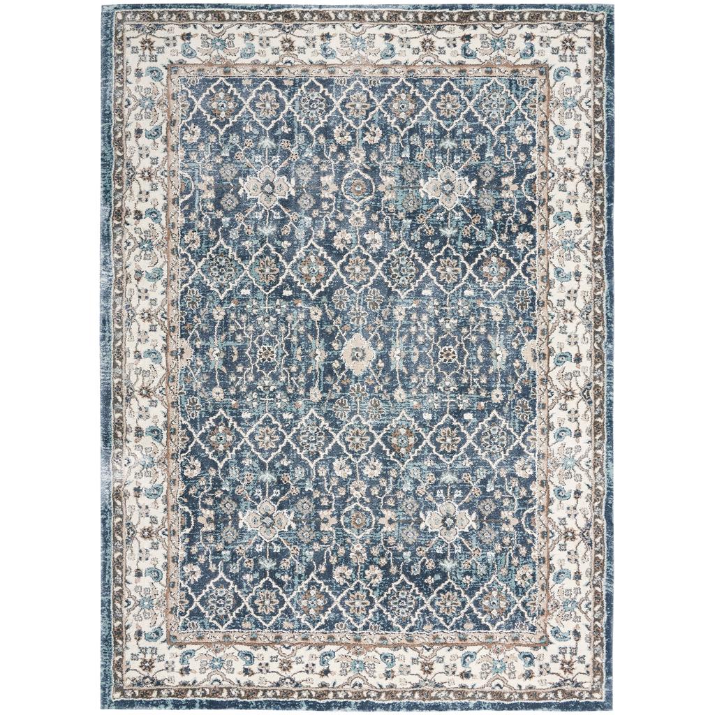 Nourison Home American Manor AMR01 Blue/Ivory Blue Ivory Indoor Rectangle Area Rug - Vintage Power Loomed Machine Made Medium Pile