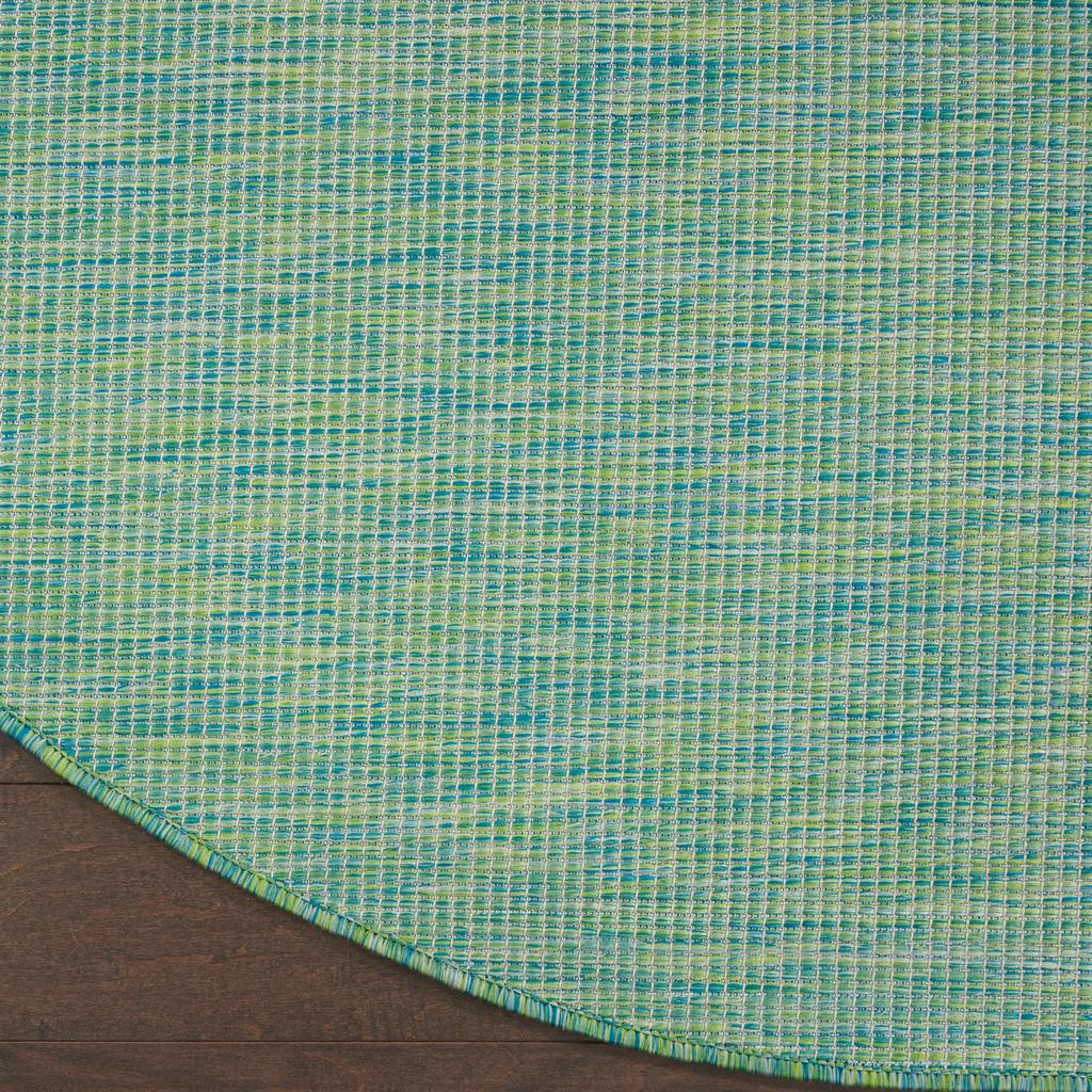 Nourison Home Positano POS01 Blue Green Indoor/Outdoor Round Area Rug - Modern Power Loomed Machine Made Low Pile