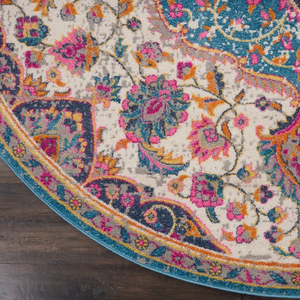 Nourison Home Passion PSN22 Ivory Multicolor Indoor Round Area Rug - Transitional Power Loomed Machine Made Medium Pile