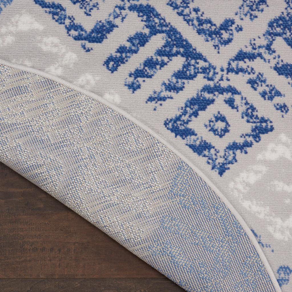 Nourison Home Whimsicle WHS18 Grey Blue Indoor Round Area Rug - Bohemian Power Loomed Machine Made Low Pile