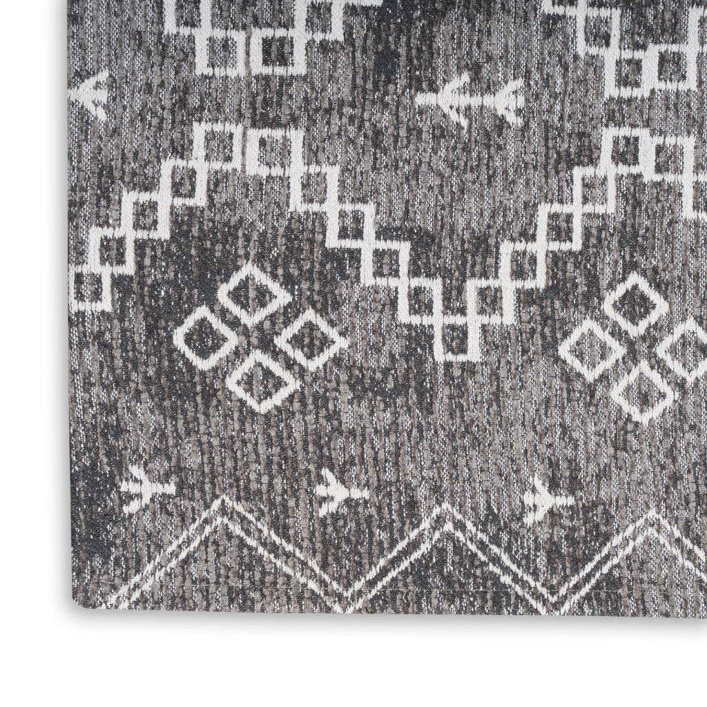 Nourison Home Brixton BRX01 Gray Indoor Accent Runner - Loom Woven Low Pile Tribal Runner