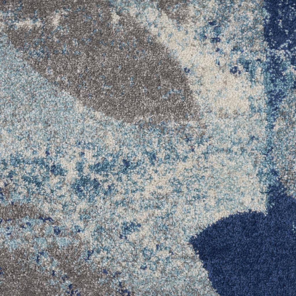 Nourison Home Tranquil TRA01 Navy Blue Navy/Light Blue Indoor Round Area Rug - Farmhouse Power Loomed Machine Made Medium Pile