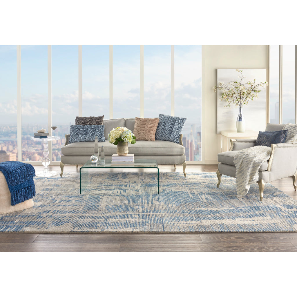 Nourison Home Ellora ELL01 Two-Color Rectangle Indoor Area Rug - Hand Knotted Medium Pile Living Room Rug-