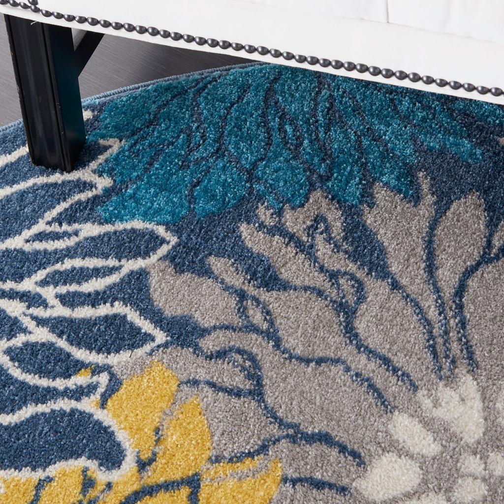 Nourison Home Passion PSN17 Blue Indoor Round Area Rug - Contemporary Power Loomed Machine Made Medium Pile