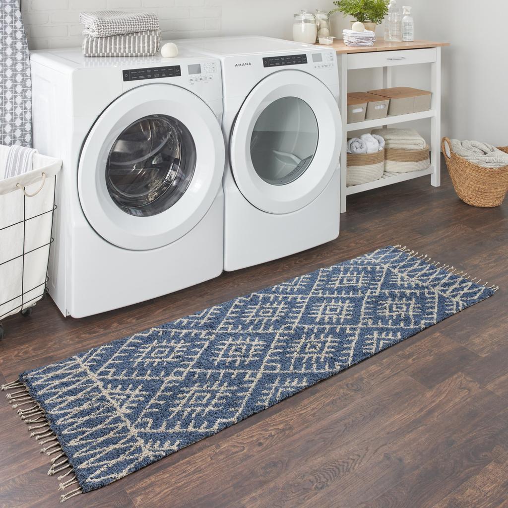 Nourison Home Native Art NTV12 Navy Indoor Runner - Bohemian Hand Tufted Handmade Medium Pile