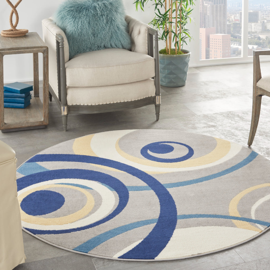Nourison Home Grafix GRF21 Multicolor Indoor Round Area Rug - Power Loomed Medium Pile Rug