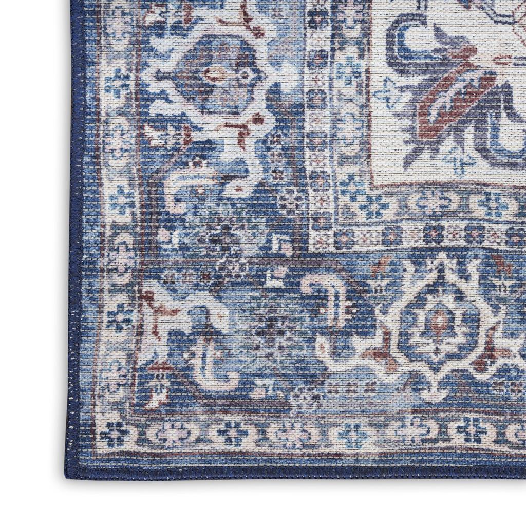 Nourison Home New Concept Washables SR104 Navy Ivory Indoor Rectangle Area Rug - Vintage Machine Woven Machine Made Low Pile