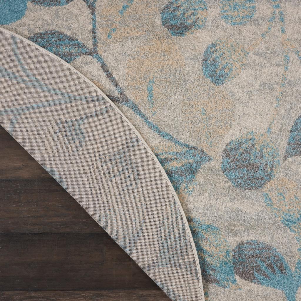 Nourison Home Tranquil TRA03 Ivory Turquoise Ivory/Turquoise Indoor Round Area Rug - Farmhouse Power Loomed Machine Made Medium Pile
