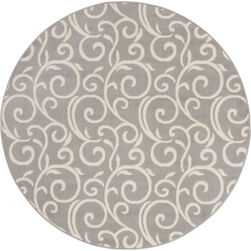Nourison Home Grafix GRF19 Gray Indoor Round Area Rug - Power Loomed Medium Pile Rug-