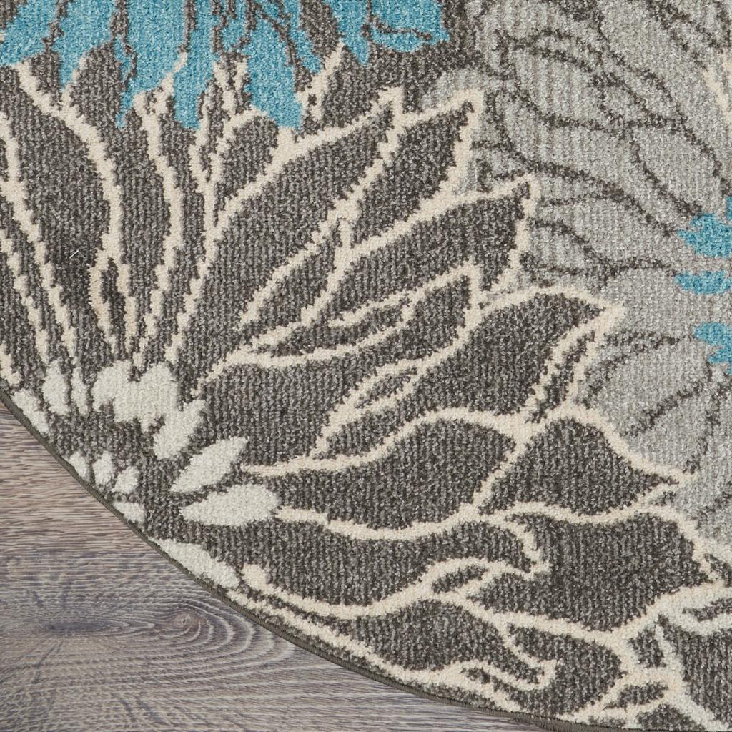 Nourison Home Passion PSN17 Charcoal Blue Indoor Round Area Rug - Contemporary Power Loomed Machine Made Medium Pile