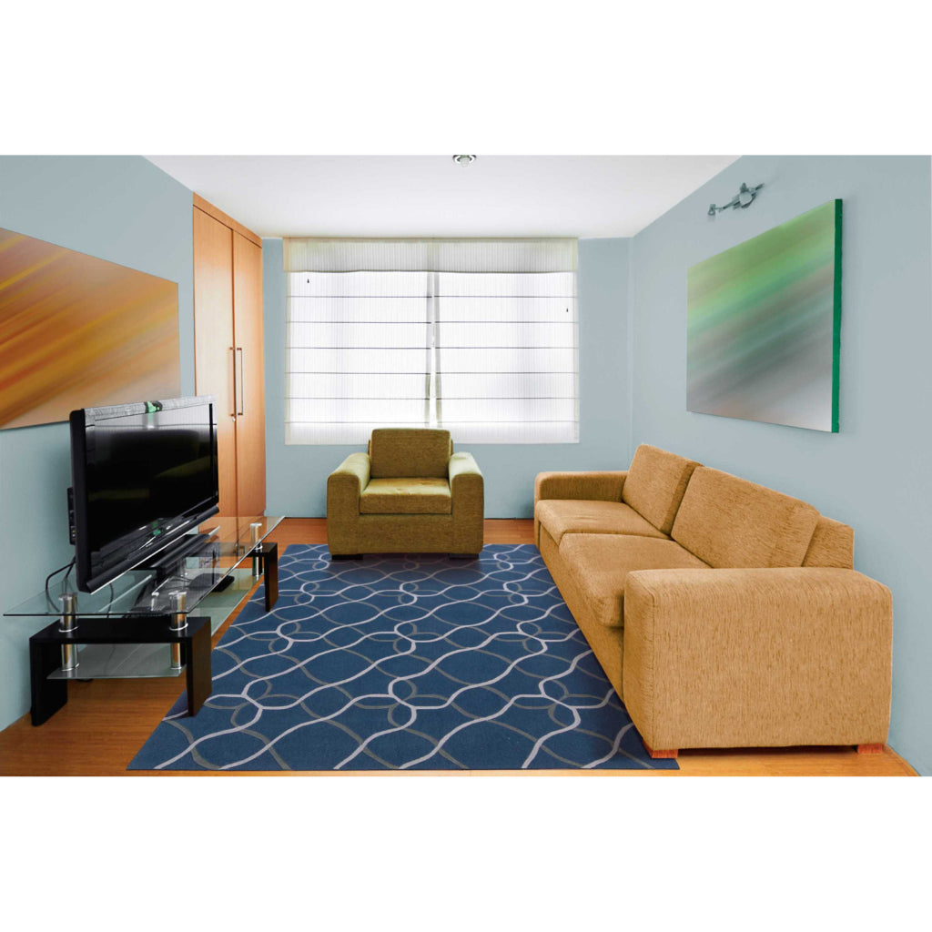 Nourison Home Contour CON41 Blue Indoor Rectangle Area Rug - Tufted Medium Pile Geometric Living Room Rug-