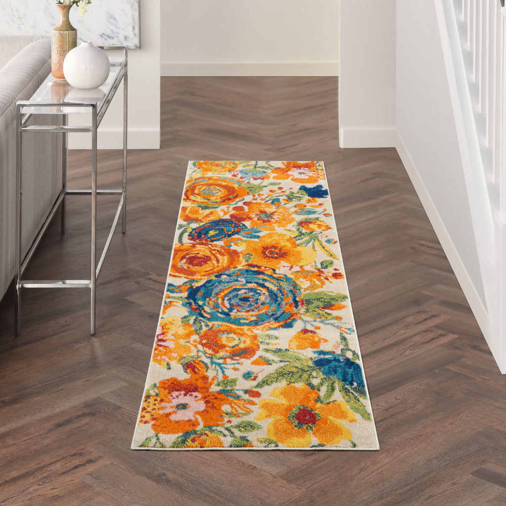 Nourison Home Allur ALR07 Multicolor Runner - Power Loomed Indoor Low Pile Floral Design Runner-