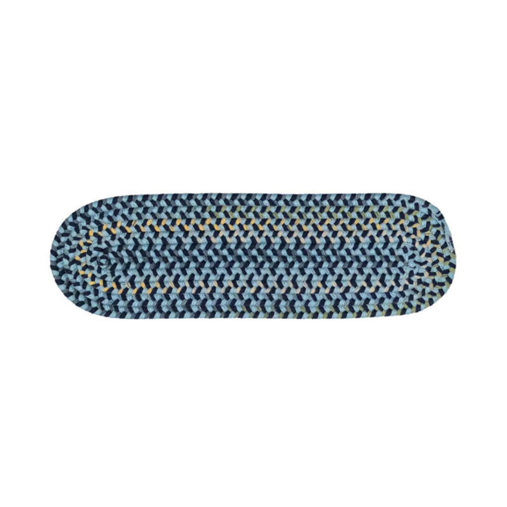 Colonial Mills Charlesgate Blue Handmade Oval Indoor Stair Tread - Trendy Braided Stair Tread with Modern Casual Design