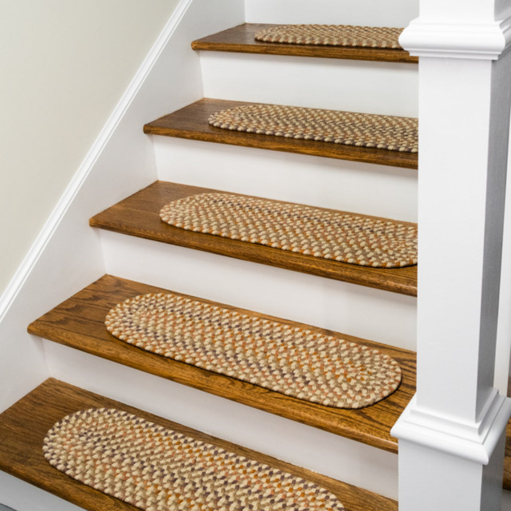 Colonial Mills Charlesgate Multicolor Handmade Oval Indoor Stair Tread - Cozy Braided Stair Tread with Brown &amp; Orange Accent