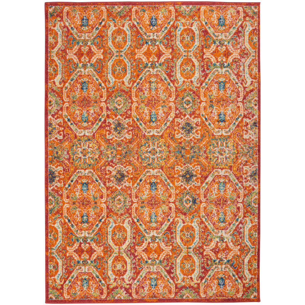 Nourison Home Allur ALR05 Multicolor Rectangle Indoor Area Rug - Power Loomed Persian Inspired Rug with Red Background-